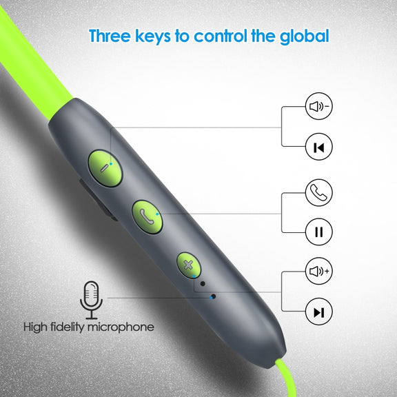 BH-I37 Bluetooth 5.0 Wire-controlled Bluetooth Earphone Built-in High-fidelity Microphone, Support Call (Green)