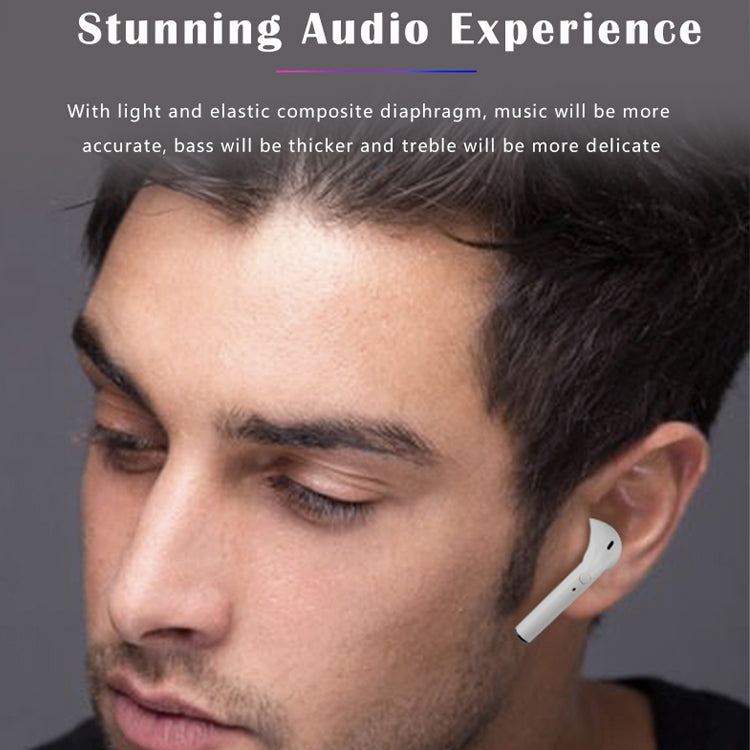 i9 Wireless TWS Sport Bilateral Stereo Bluetooth 5.0 Headset with Charging Box, Push-button Version(White)