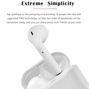 i9 Wireless TWS Sport Bilateral Stereo Bluetooth 5.0 Headset with Charging Box, Push-button Version(White)