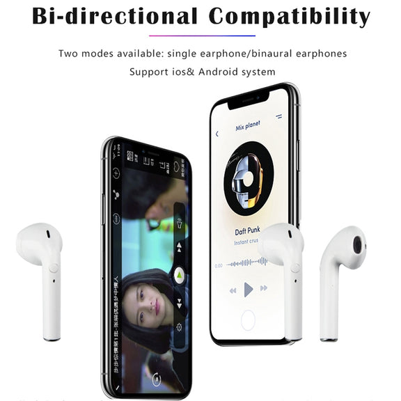 i9 Wireless TWS Sport Bilateral Stereo Bluetooth 5.0 Headset with Charging Box, Push-button Version(White)
