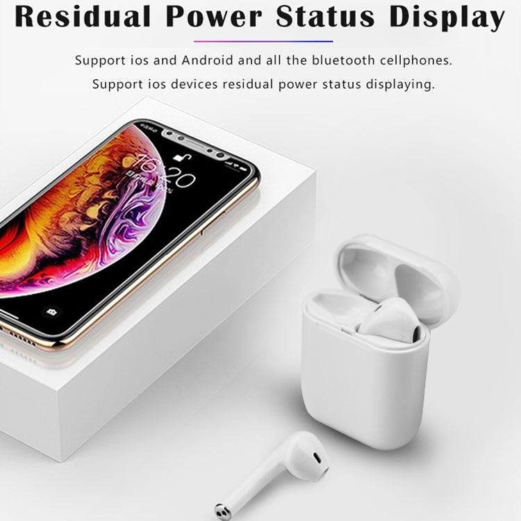 i9 Wireless TWS Sport Bilateral Stereo Bluetooth 5.0 Headset with Charging Box, Push-button Version(White)