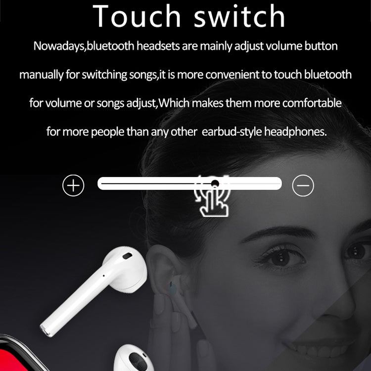 i9 Touch Wireless TWS Sport Bilateral Stereo Bluetooth 5.0 Headset with Charging Box, Touch Version (White)