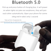 i9 Touch Wireless TWS Sport Bilateral Stereo Bluetooth 5.0 Headset with Charging Box, Touch Version (White)