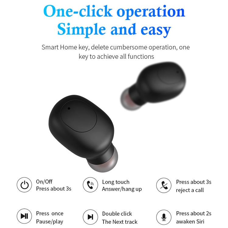 P1 TWS Bluetooth 5.0 Binaural Stereo Wireless Sports Bluetooth Earphone(Black)