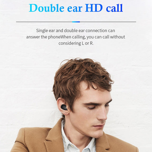 P1 TWS Bluetooth 5.0 Binaural Stereo Wireless Sports Bluetooth Earphone(Black)