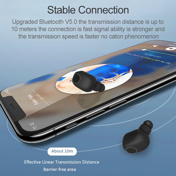 Q1 TWS Bluetooth 5.0 Binaural Stereo Wireless Sports Bluetooth Earphone(Black)