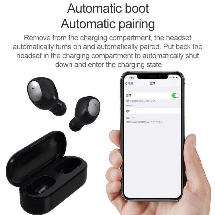 Q2 TWS Bluetooth 5.0 Binaural Stereo Wireless Sports Bluetooth Earphone(White)