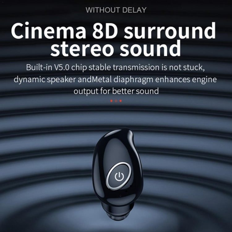 V21 Mini Single Ear Stereo Bluetooth V5.0 Wireless Earphones with Charging Box(White)