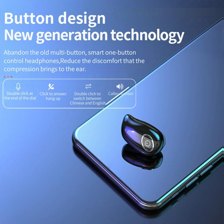 V21 Mini Single Ear Stereo Bluetooth V5.0 Wireless Earphones with Charging Box(White)