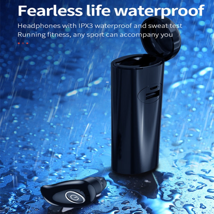 V21 Mini Single Ear Stereo Bluetooth V5.0 Wireless Earphones with Charging Box(White)