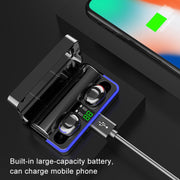 W12 IPX6 Water-resistant Bluetooth 5.0 Touch Wireless Bluetooth Earphone with Charging Box, Support Power Digital Display & Breathing Light Bar & HD Call & Power Bank (Black)