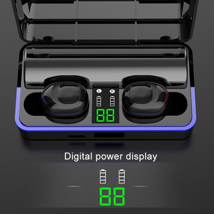 W12 IPX6 Water-resistant Bluetooth 5.0 Touch Wireless Bluetooth Earphone with Charging Box, Support Power Digital Display & Breathing Light Bar & HD Call & Power Bank (White)