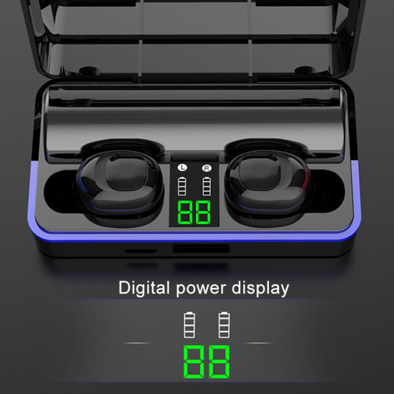 W12 IPX6 Water-resistant Bluetooth 5.0 Touch Wireless Bluetooth Earphone with Charging Box, Support Power Digital Display & Breathing Light Bar & HD Call & Power Bank (White)