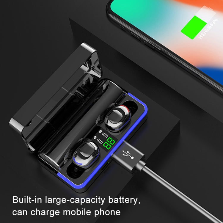 W12 IPX6 Water-resistant Bluetooth 5.0 Touch Wireless Bluetooth Earphone with Charging Box, Support Power Digital Display & Breathing Light Bar & HD Call & Power Bank (White)