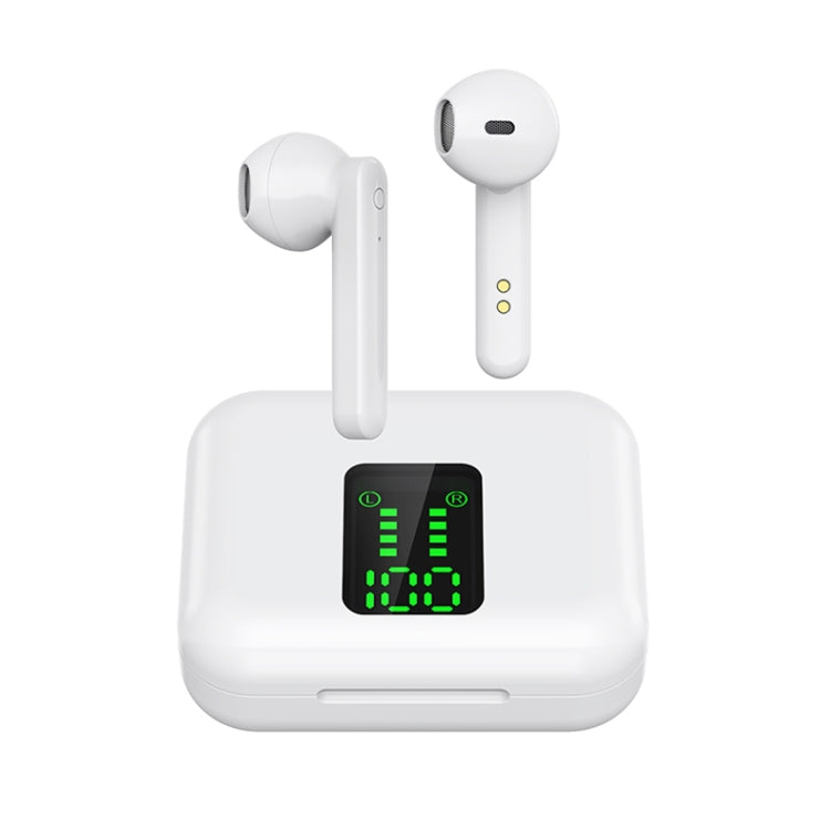 P100pro TWS Bluetooth 5.0 Touch Wireless Bluetooth Earphone with Charging Box & LED Smart Digital Display, Support Siri & Call(White)