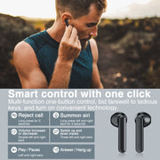 P100pro TWS Bluetooth 5.0 Touch Wireless Bluetooth Earphone with Charging Box & LED Smart Digital Display, Support Siri & Call(White)