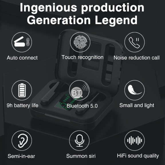 P100pro TWS Bluetooth 5.0 Touch Wireless Bluetooth Earphone with Charging Box & LED Smart Digital Display, Support Siri & Call(White)