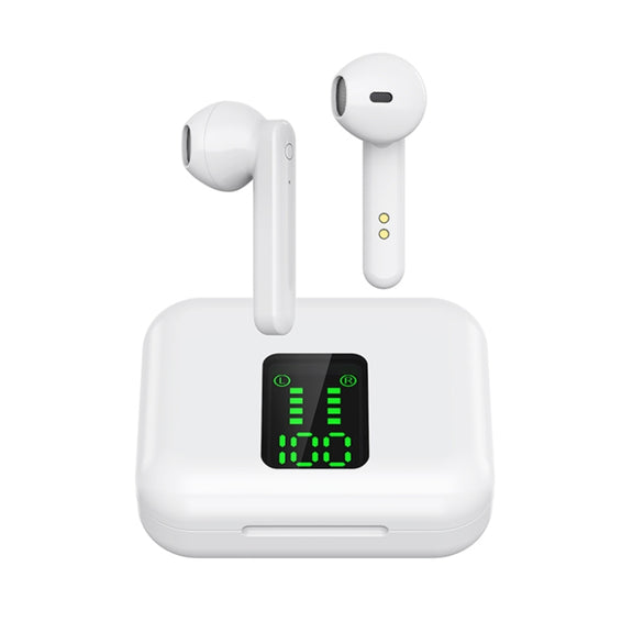 P100pro TWS Bluetooth 5.0 Touch Wireless Bluetooth Earphone with Charging Box & LED Smart Digital Display, Support Siri & Call(White)