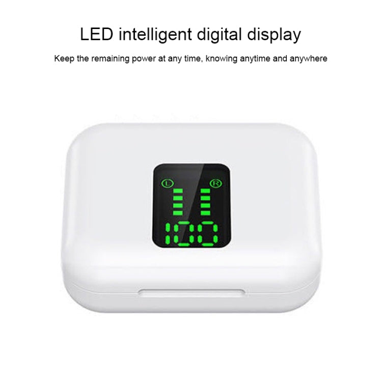 P100pro TWS Bluetooth 5.0 Touch Wireless Bluetooth Earphone with Charging Box & LED Smart Digital Display, Support Siri & Call(White)