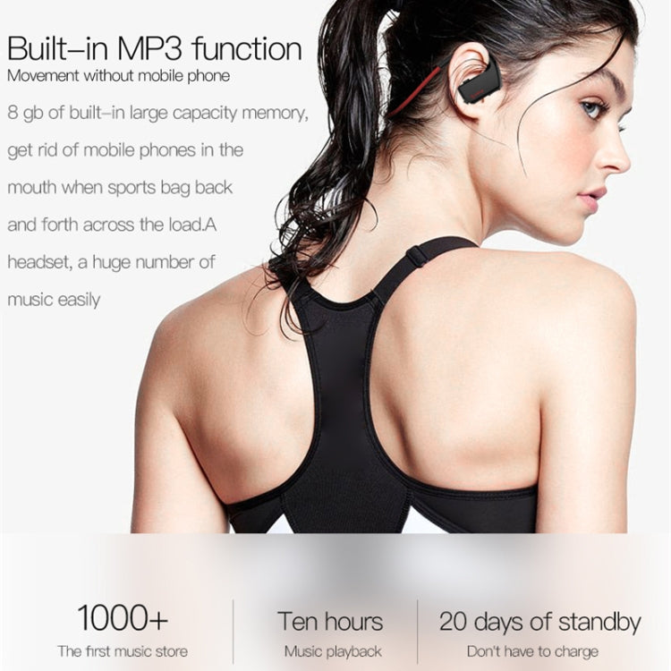 J2 Bluetooth 4.2 Binaural Hanging Type Wireless Sports Bluetooth Earphone, Built-in Memory (Red)