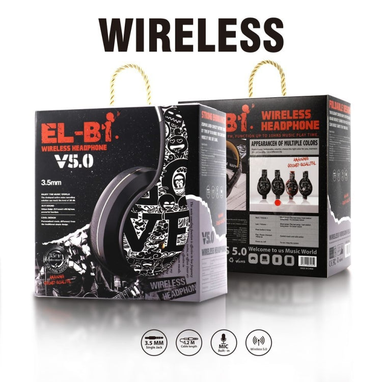 B1 Graffiti Pattern Wireless Bluetooth V5.0 Headset (Black Silver)