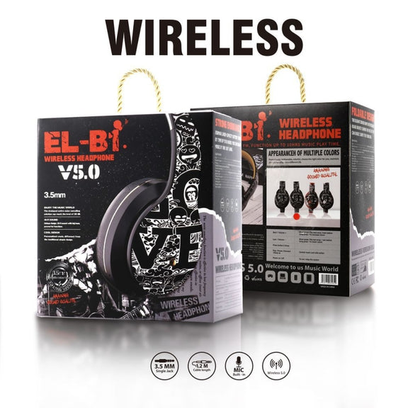 B1 Graffiti Pattern Wireless Bluetooth V5.0 Headset (Black Silver)
