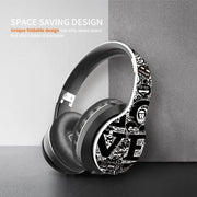 B1 Graffiti Pattern Wireless Bluetooth V5.0 Headset (Black Silver)