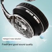B1 Graffiti Pattern Wireless Bluetooth V5.0 Headset (Black Silver)