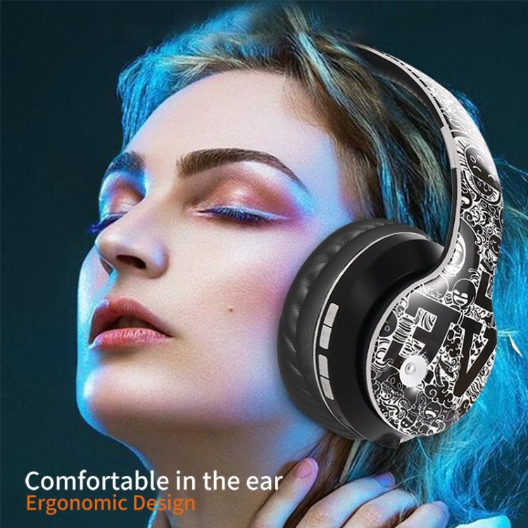 B1 Graffiti Pattern Wireless Bluetooth V5.0 Headset (Red)