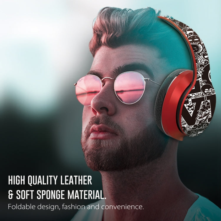 B1 Graffiti Pattern Wireless Bluetooth V5.0 Headset (Red)