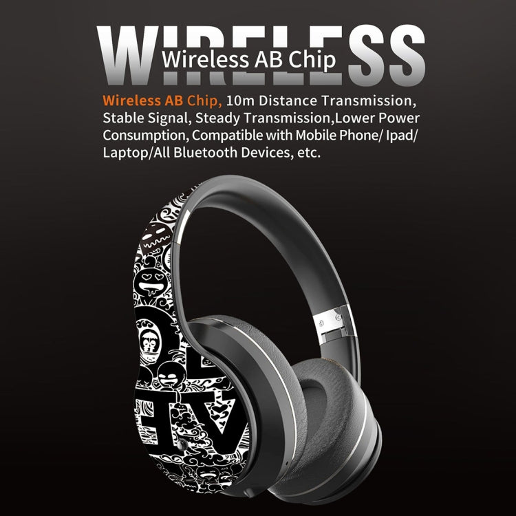 B1 Graffiti Pattern Wireless Bluetooth V5.0 Headset (Red)