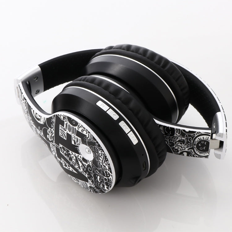 B1 Graffiti Pattern Wireless Bluetooth V5.0 Headset (Red)
