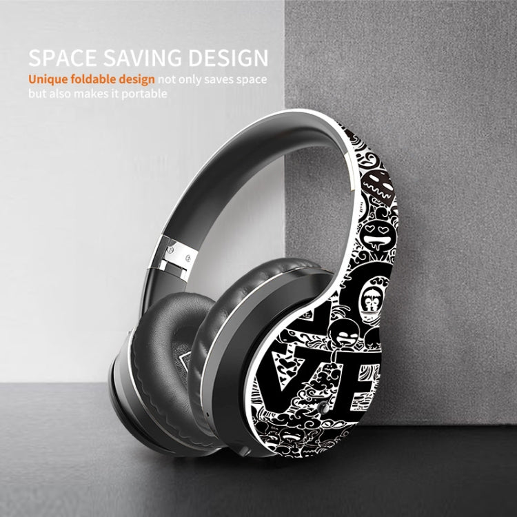 B1 Graffiti Pattern Wireless Bluetooth V5.0 Headset (Red)