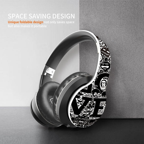 B1 Graffiti Pattern Wireless Bluetooth V5.0 Headset (Red)