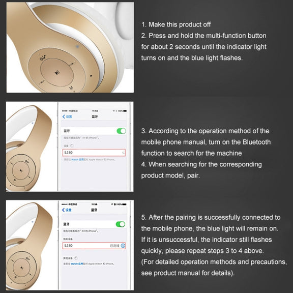 L150 Wireless Bluetooth V5.0 Headset (Rose Gold)