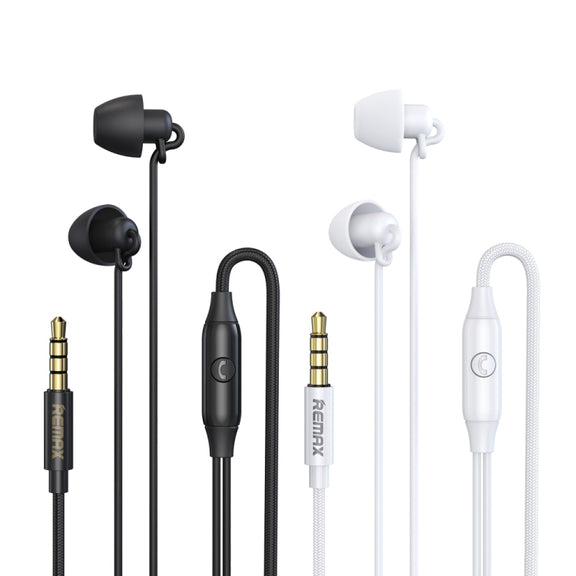REMAX RM-208 In-Ear Stereo Sleep Earphone with Wire Control + MIC, Support Hands-free(White)