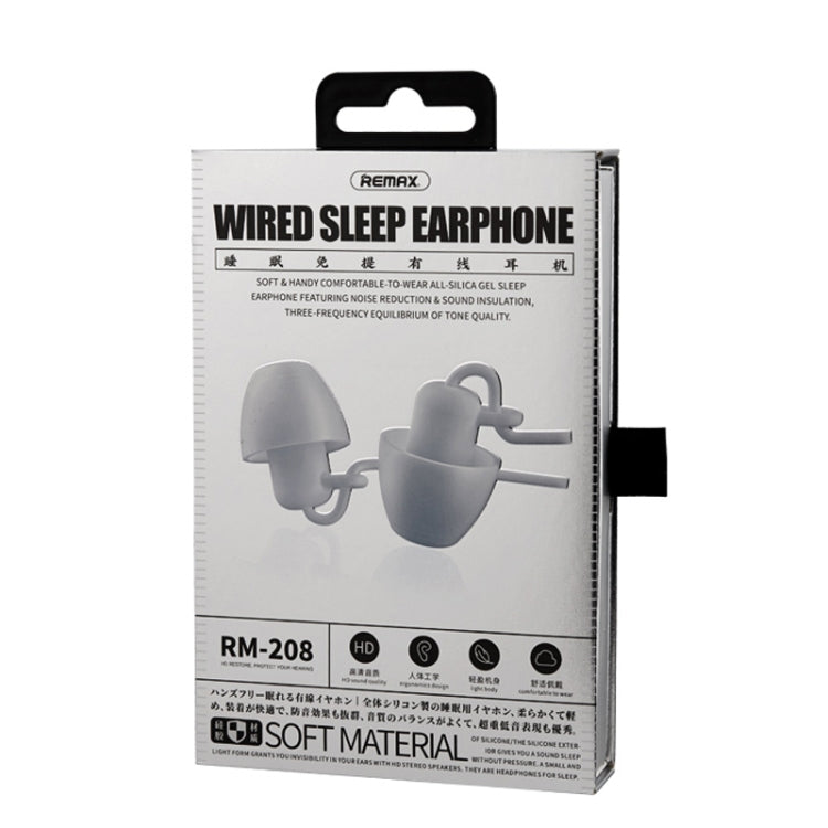 REMAX RM-208 In-Ear Stereo Sleep Earphone with Wire Control + MIC, Support Hands-free(White)