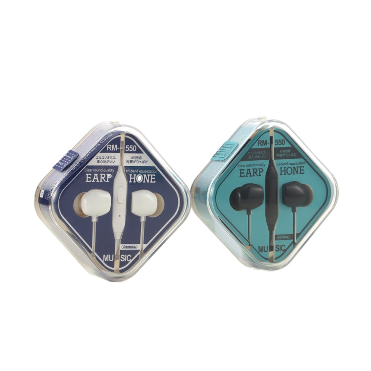 REMAX RM-550 3.5mm Gold Pin In-Ear Stereo Music Earphone with Wire Control + MIC, Support Hands-free (White)