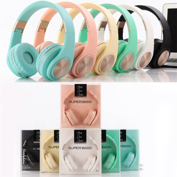 A1 Bluetooth 4.2 Candy Color Super Base Bluetooth Headphone, Support Music Play & Switching & Volume Control & Answer(Green)