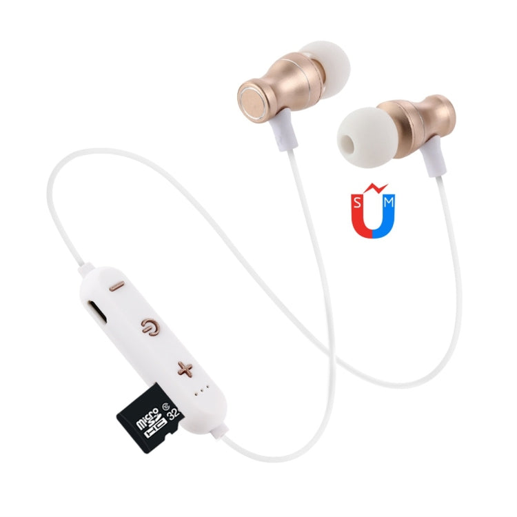 F11 Bluetooth 4.2 Hanging Neck Design Bluetooth Headset, Support Music Play & Switching & Volume Control & Answer(Gold)