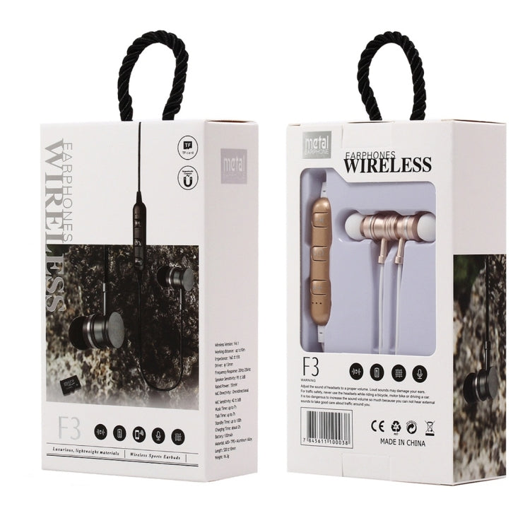 F3 Bluetooth 4.2 Hanging Neck Design Bluetooth Headset, Support Music Play & Switching & Volume Control & Answer(Black)