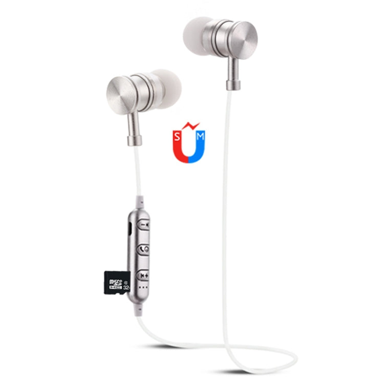 F3 Bluetooth 4.2 Hanging Neck Design Bluetooth Headset, Support Music Play & Switching & Volume Control & Answer(Silver)
