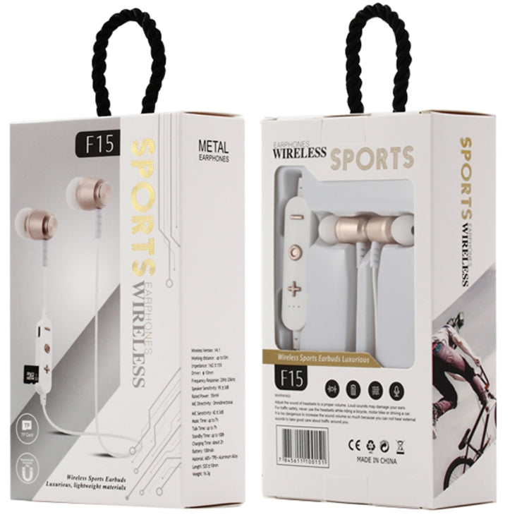 F15 Bluetooth 4.2 Hanging Neck Design Bluetooth Headset, Support Music Play & Switching & Volume Control & Answer(Gold)