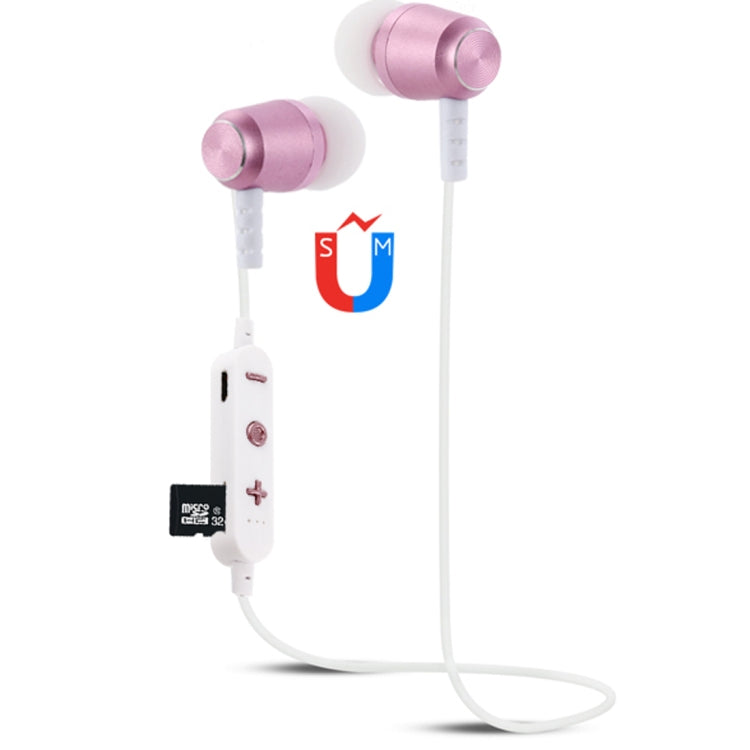 F15 Bluetooth 4.2 Hanging Neck Design Bluetooth Headset, Support Music Play & Switching & Volume Control & Answer(Rose Gold)
