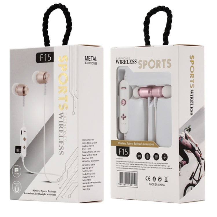 F15 Bluetooth 4.2 Hanging Neck Design Bluetooth Headset, Support Music Play & Switching & Volume Control & Answer(Rose Gold)