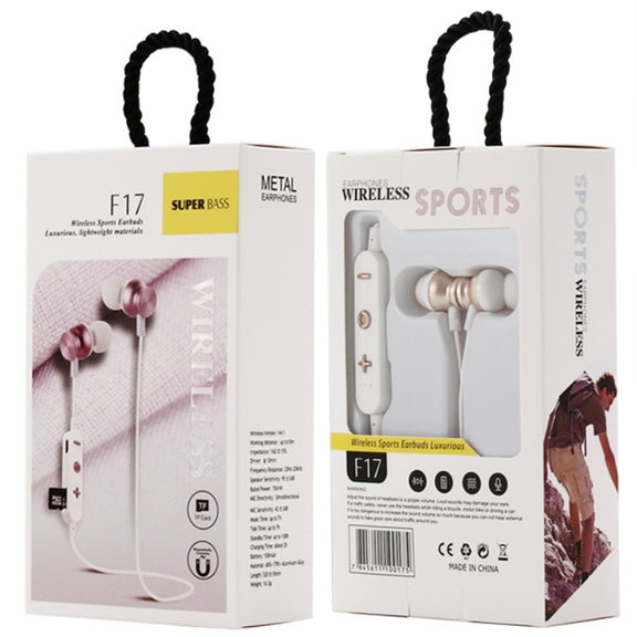 F17 Bluetooth 4.2 Hanging Neck Design Bluetooth Headset, Support Music Play & Switching & Volume Control & Answer(Gold)