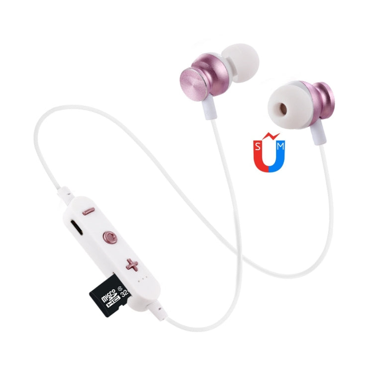 F17 Bluetooth 4.2 Hanging Neck Design Bluetooth Headset, Support Music Play & Switching & Volume Control & Answer(Rose Gold)