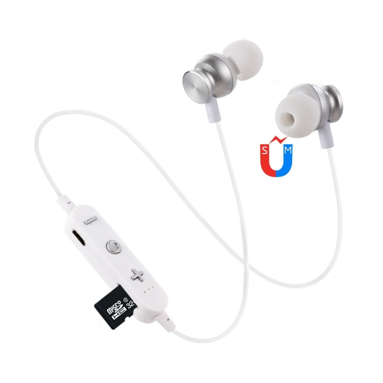 F17 Bluetooth 4.2 Hanging Neck Design Bluetooth Headset, Support Music Play & Switching & Volume Control & Answer(Silver)