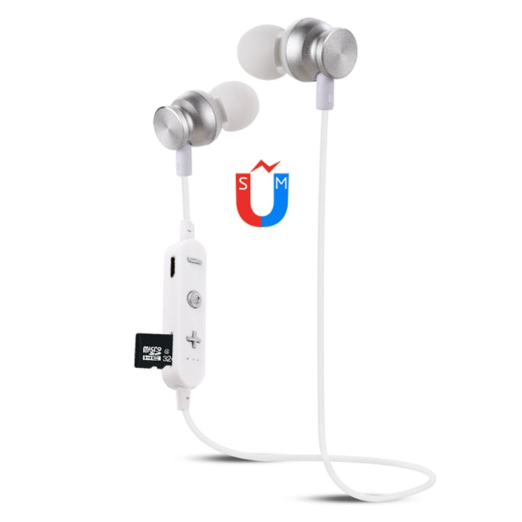 F17 Bluetooth 4.2 Hanging Neck Design Bluetooth Headset, Support Music Play & Switching & Volume Control & Answer(Silver)