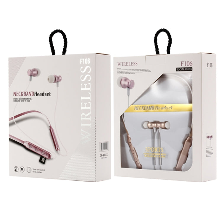 F106 Bluetooth 4.2 Hanging Neck Design Bluetooth Headset, Support Music Play & Switching & Volume Control & Answer(Gold)